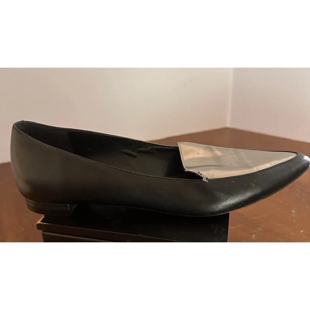 Nine West Pointed‎ Black Metallic Silver Flat Shoes Size 8.5 Dressy Professional